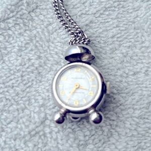 Golden Shield Silver Pocket Watch Necklace